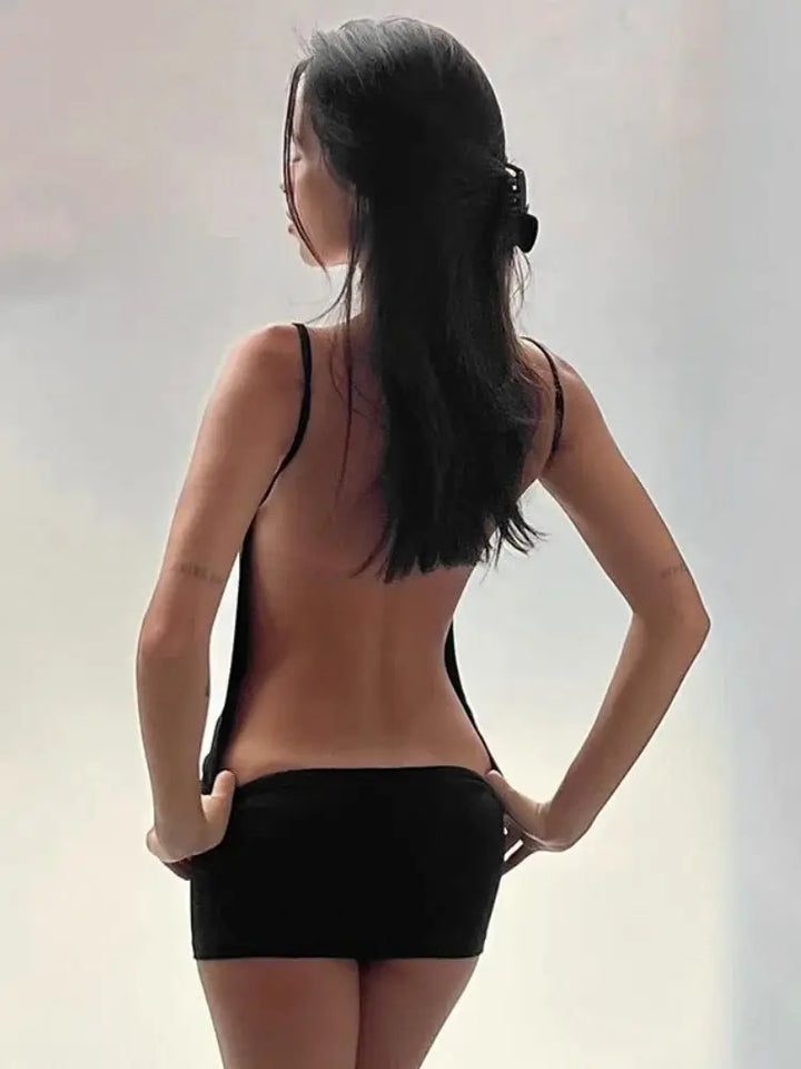 Backless Black Dress For Women Summer Clothing Y2k One Piece Sexi Night Dress Hot Club Outfits Spaghetti Strap Vestido Feminino