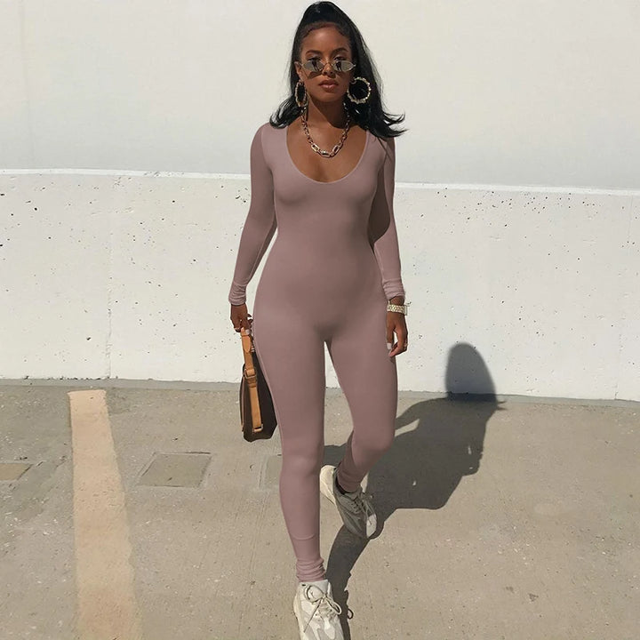 Dulzura Women Autumn Winter Knit Jumpsuit Bodycon