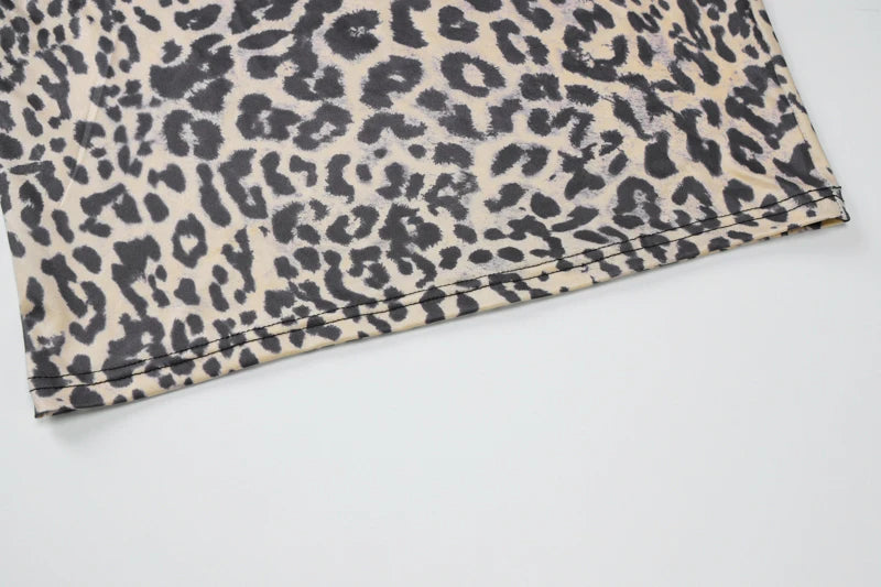 Hugcitar Leopard Backless Bodycon Maxi Dress