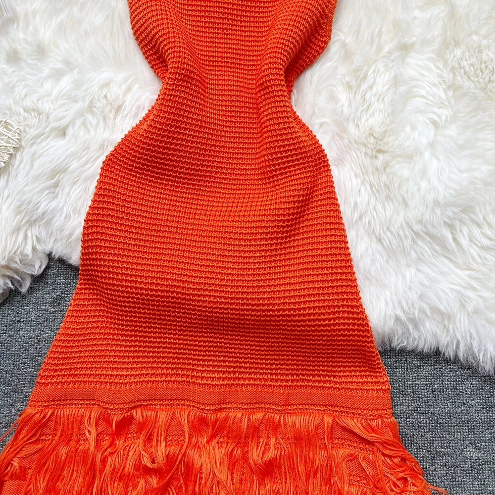 Yuoomuoo Sleeveless Knit Mini Dress Openwork