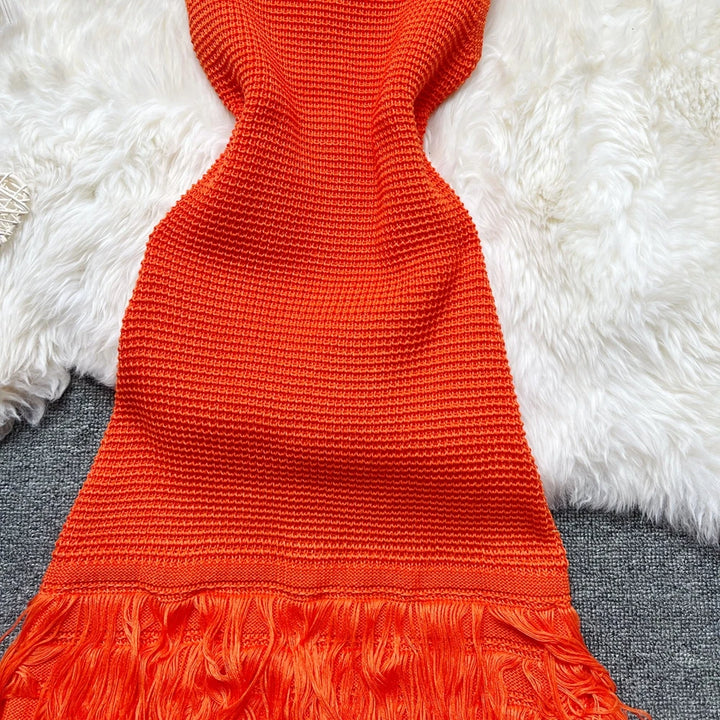 Yuoomuoo Sleeveless Knit Mini Dress Openwork