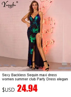 Luxury Black Backless Bodycon Evening Dress