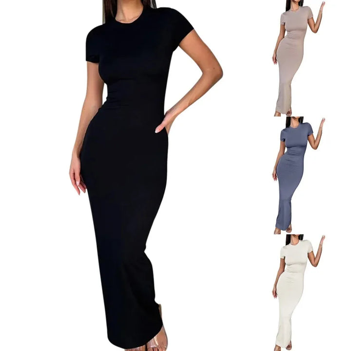 Sexy Bodycon Party Dress O Neck Short Sleeve Long