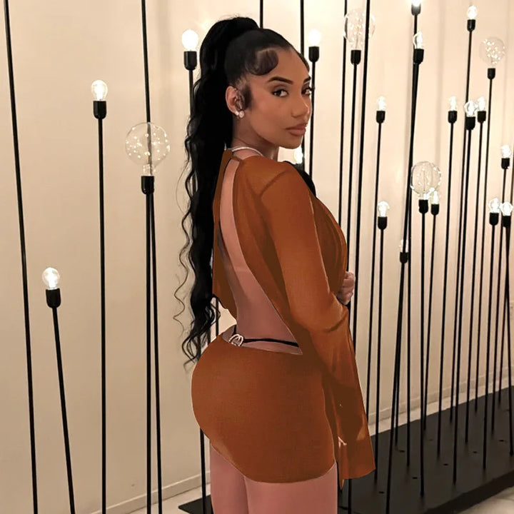 Fagadoer Mesh See Through Mini Bodycon Dress Women