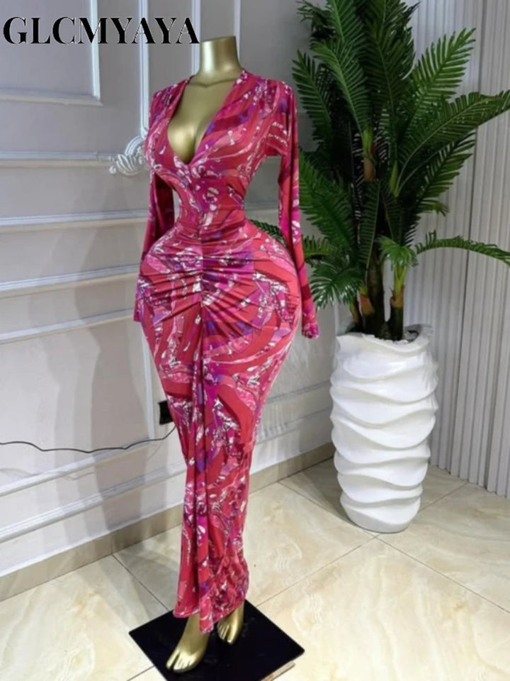 Signature Luxury Deep V Bodycon Maxi Gown