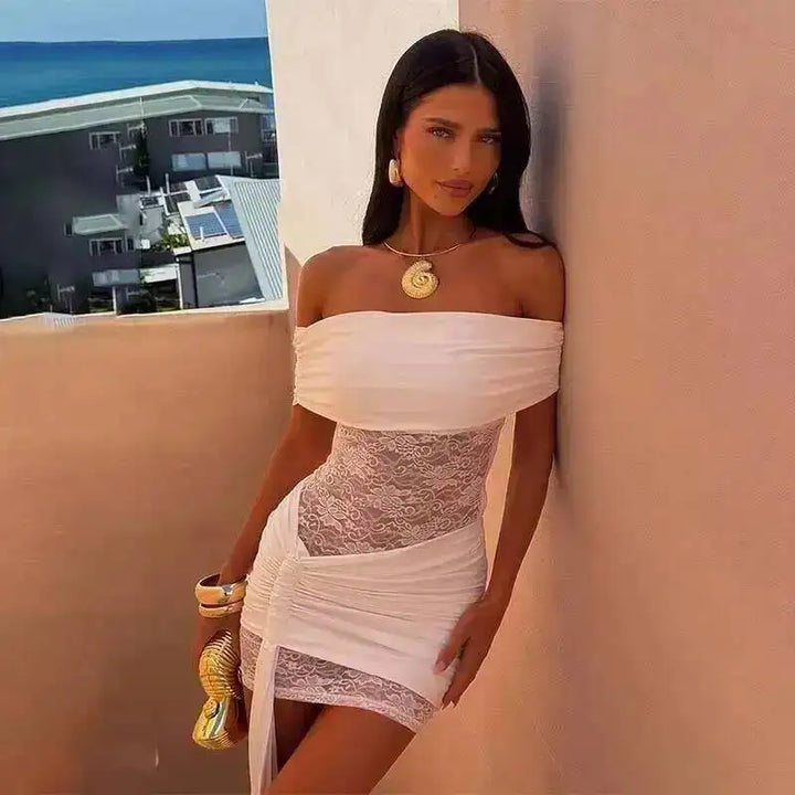 Elegant Lace Mini Dress Exclusive Tailored Off