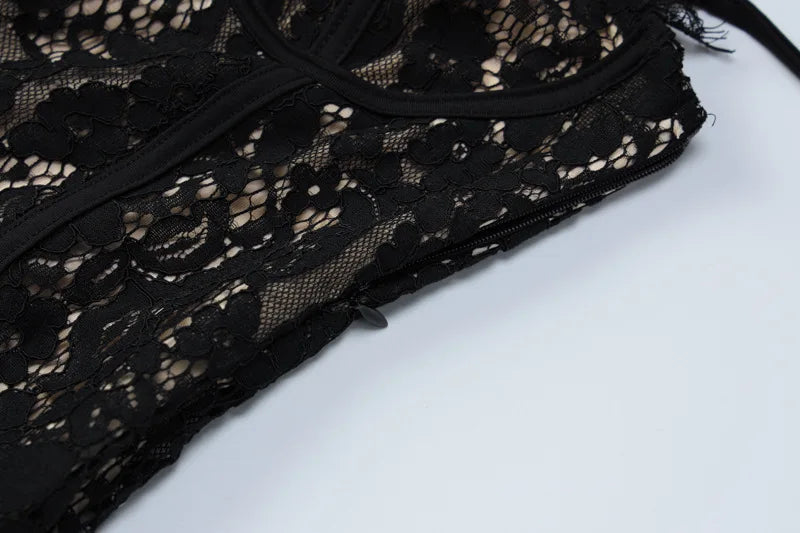 Buy Y2K Tailored Lace Strap Mini Dress For Style