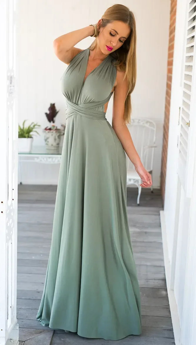 Sexy V Neck Maxi Dress With Straps For Summer Party
