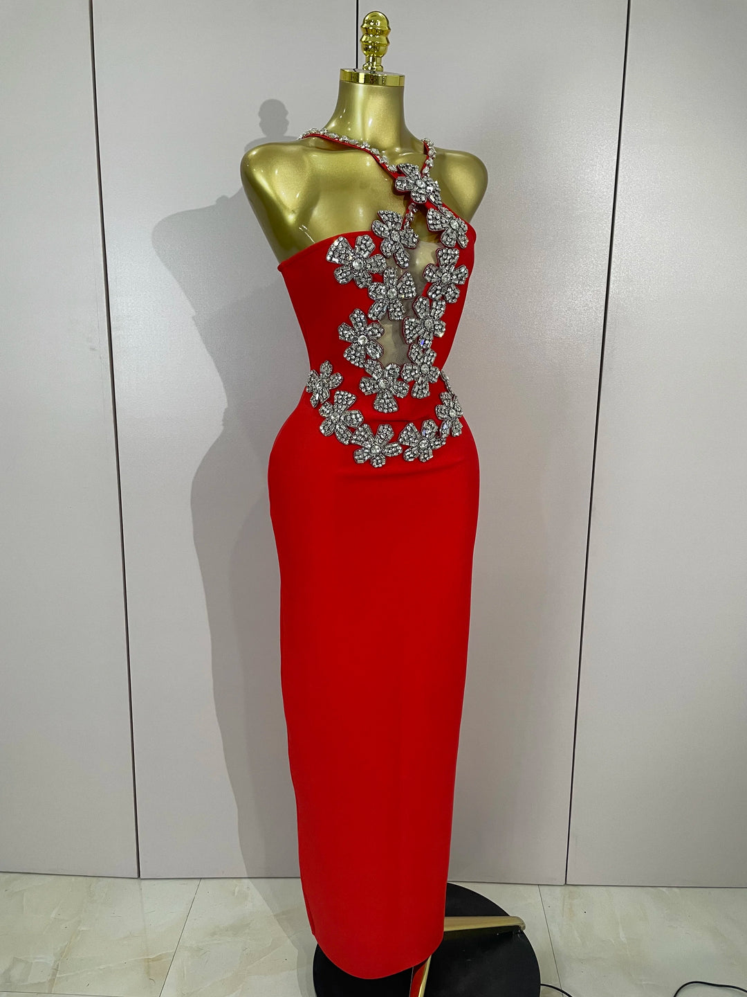 White Sparkly Crystal Diamond Backless Bodycon