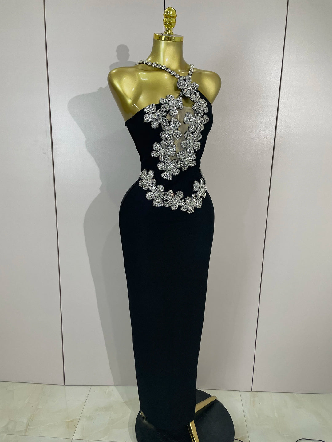 White Sparkly Crystal Diamond Backless Bodycon