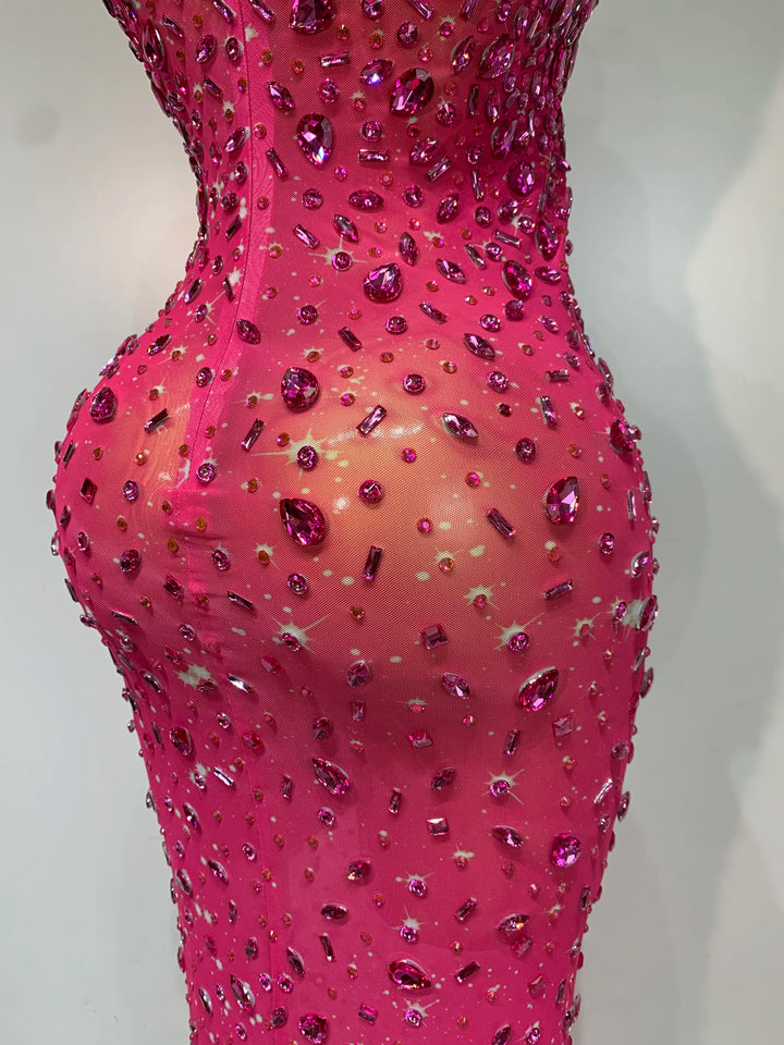 Kormanly Rhinestone Mesh Evening Gown Exclusive