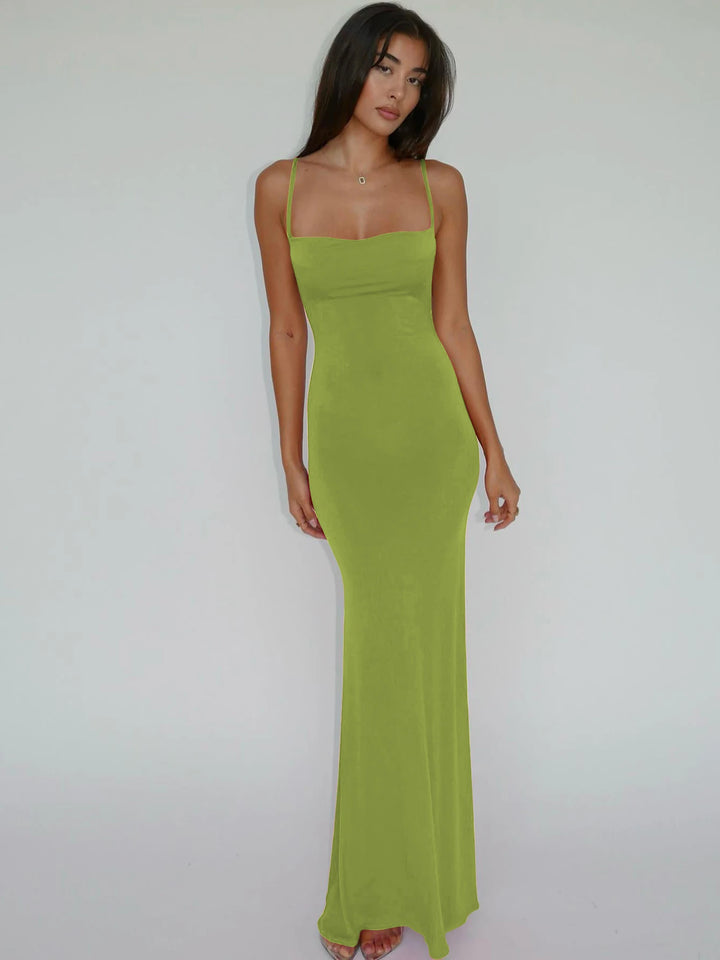 Y2K Solid Sleeveless Backless Bodycon Maxi Dress