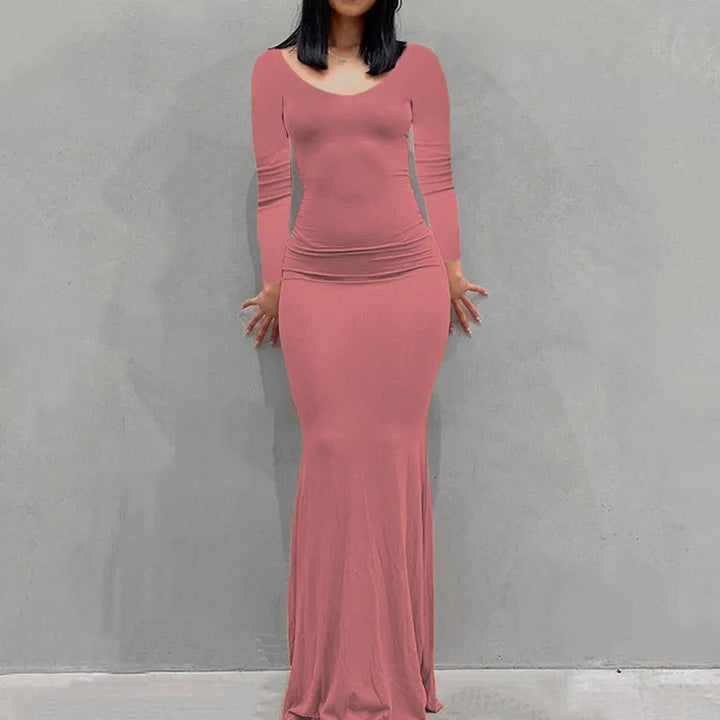 Feel Good Cozy Knit Ankle Length Slim Women Dress