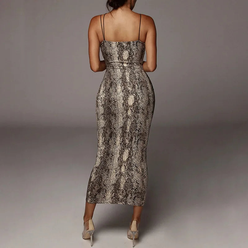 Stunning Leopard Print Bodycon Midi Dress For