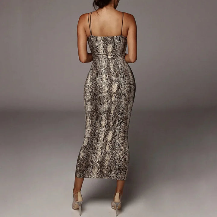 Stunning Leopard Print Bodycon Midi Dress For