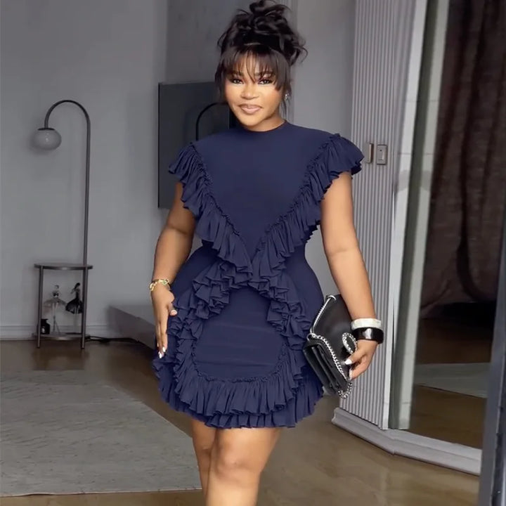 Elegant Women Summer Ruffles Bodycon Midi Dress