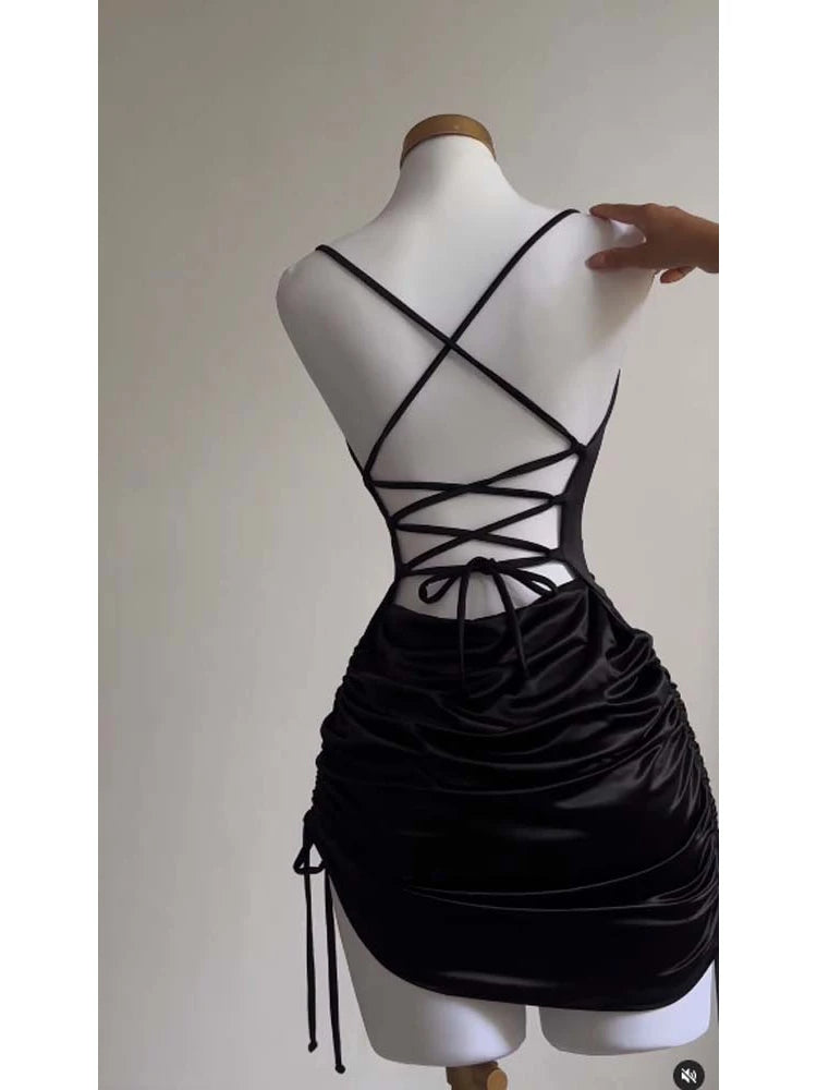 Luxurious Satin Wrap Bodycon Mini Dress