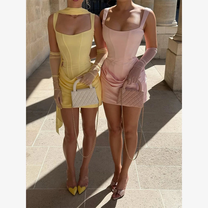 Signature Structured Square Neck Summer Dress