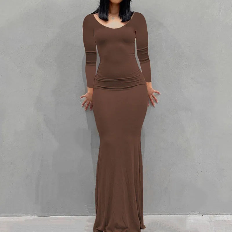 Feel Good Cozy Knit Ankle Length Slim Women Dress