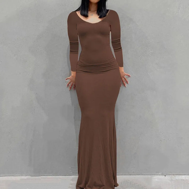 Feel Good Cozy Knit Ankle Length Slim Women Dress