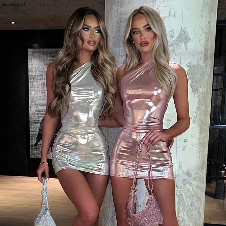 Sexy One Shoulder Bodycon Dress Women Mini Party