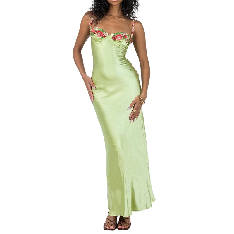 Lamuusaa Y2K Satin Corset Dress Spaghetti Strap