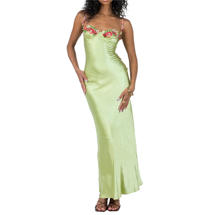 Lamuusaa Y2K Satin Corset Dress Spaghetti Strap