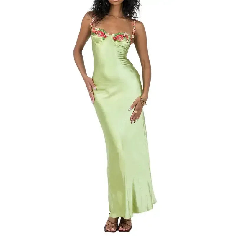 Lamuusaa Sexy Corset Dresses for Women y2k Low Cut Satin Spaghetti Strap Sleeveless Bodycon Dresses Going Out Party Dresses
