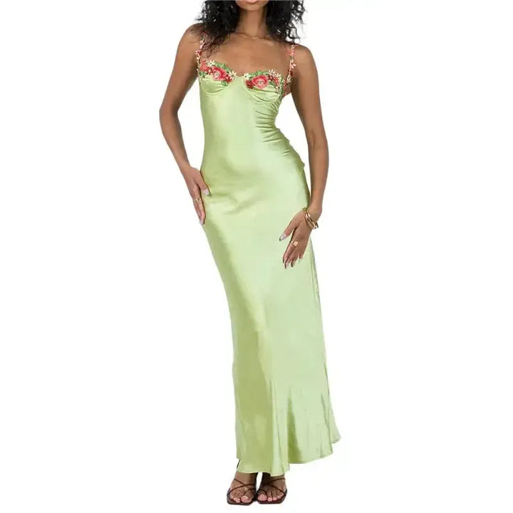 Lamuusaa Sexy Corset Dresses for Women y2k Low Cut Satin Spaghetti Strap Sleeveless Bodycon Dresses Going Out Party Dresses