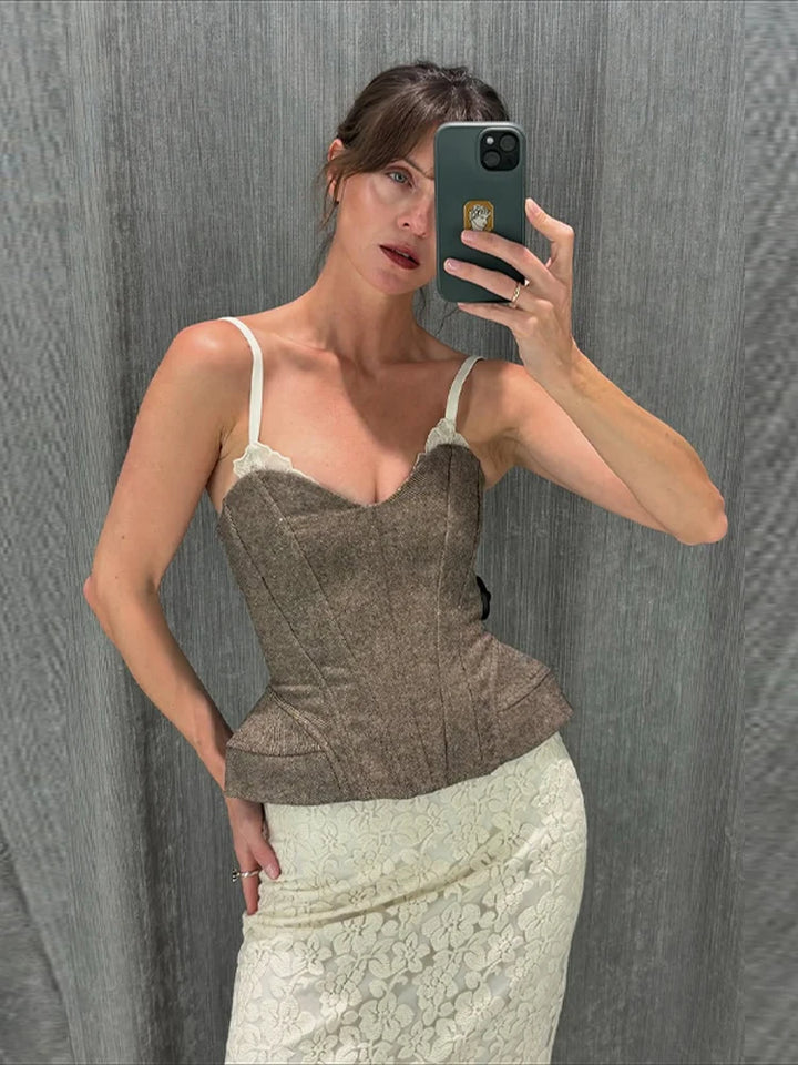 Chic Spaghetti Strap Corset Top For Women Party
