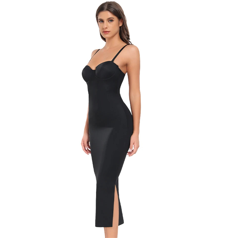 Black Slimming Push Up Evening Halter Body Shaping Long Dress