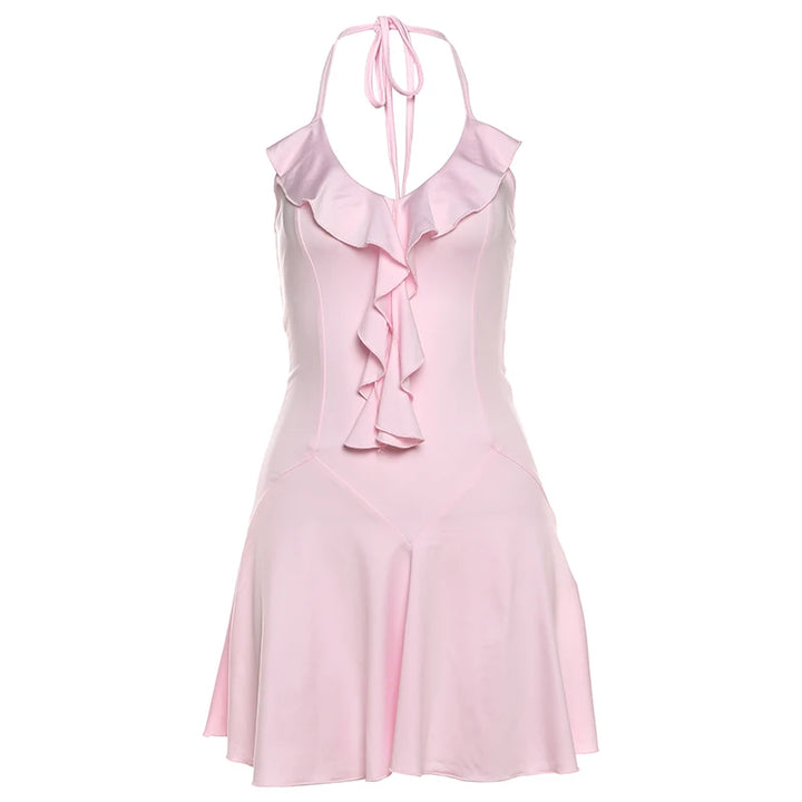 Exquisite Woven Ruffle V Neck Summer Bodycon Dress