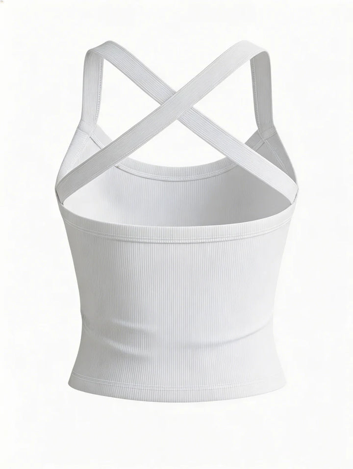 Stylish Backless Polyester Top For Fitness Or
