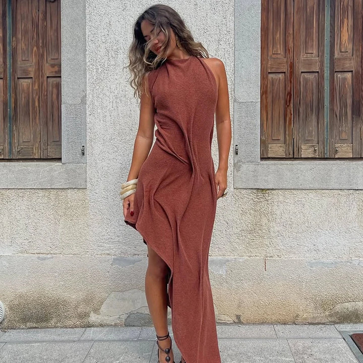 Romantic Soft Halter Maxi Dress For Elegant Dinners