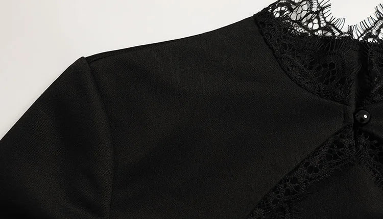 Sculptural Black Lace Sheath Dress Elevates Your