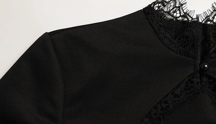 Sculptural Black Lace Sheath Dress Elevates Your