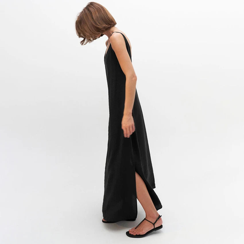 HiLoc Signature White Soft V Neck Midi Nightgown