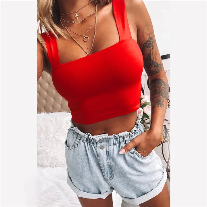 Dozw White Elastic Backless Crop Top