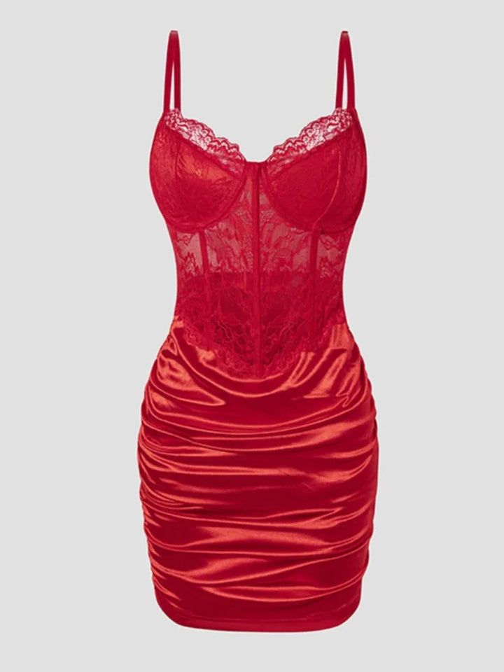 Women Lace Bodycon Club Dress Spaghetti Strap