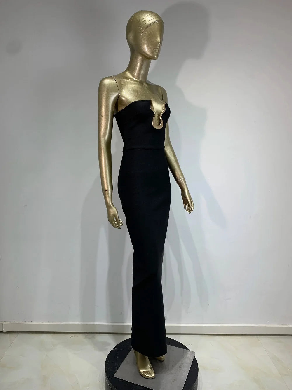 Laura Kors Black Knit Maxi Dress Slim Fit Stretchy