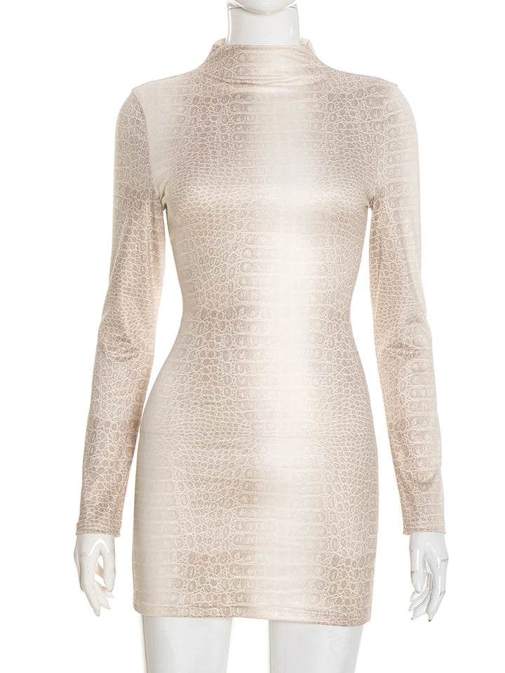 Weird Puss Snake Pattern Winter Bodycon Dress