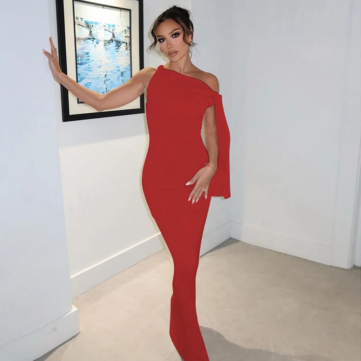 Hugcitar Patchwork Knit Maxi Dress Y2k Slim Fit
