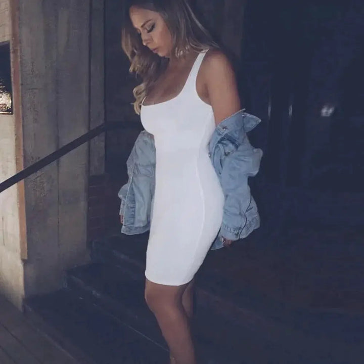 Yellow Bodycon Mini Dress Summer Elegance Trendy Chic Look