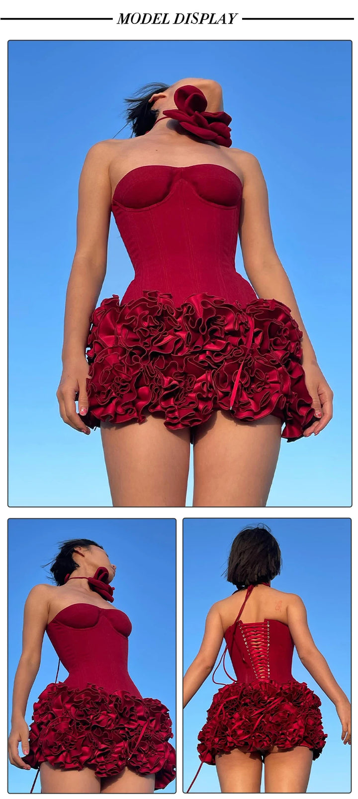 Vj Gochi Signature Red Holiday Cocktail Dress