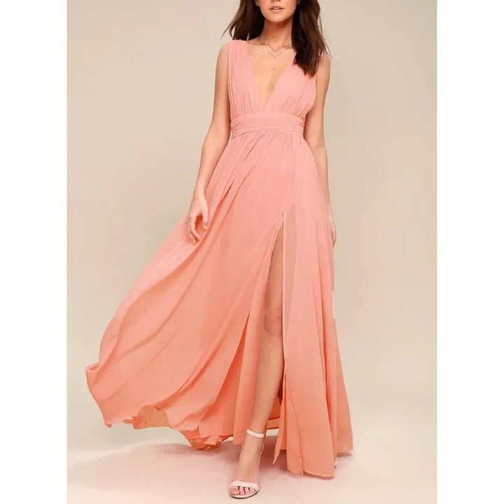 Red Backless Maxi Dress For Party And Bridesmaid