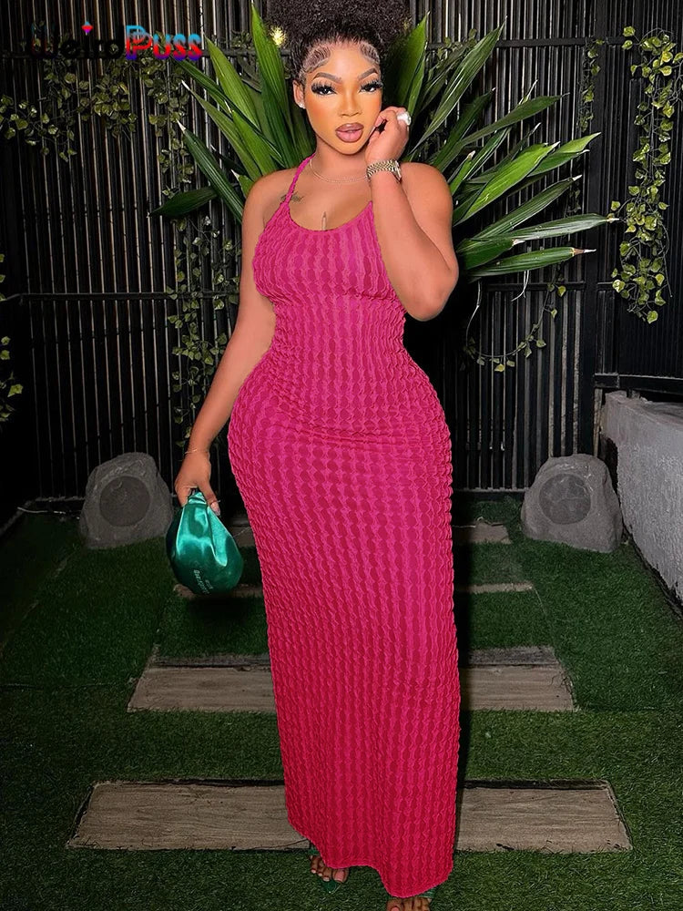 Elegant Backless Halter Dress For Women