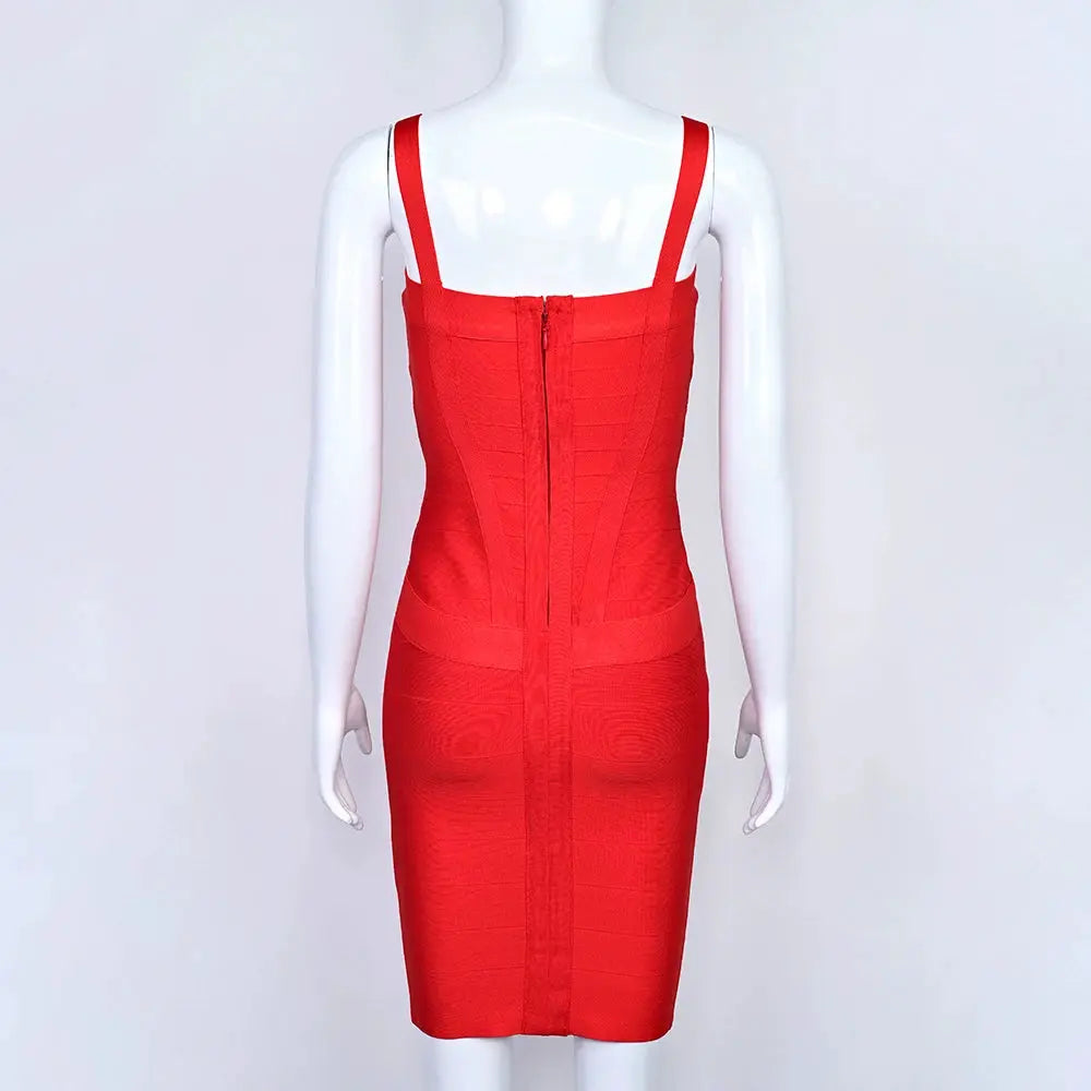 BEAUKEY Blue Spaghetti Strap Women Mini Bandage Dress Bodycon Sexy Above Knee Length Bodycon Party Club Dress XL Classic Vestido