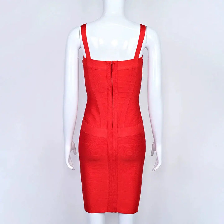 BEAUKEY Blue Spaghetti Strap Women Mini Bandage Dress Bodycon Sexy Above Knee Length Bodycon Party Club Dress XL Classic Vestido