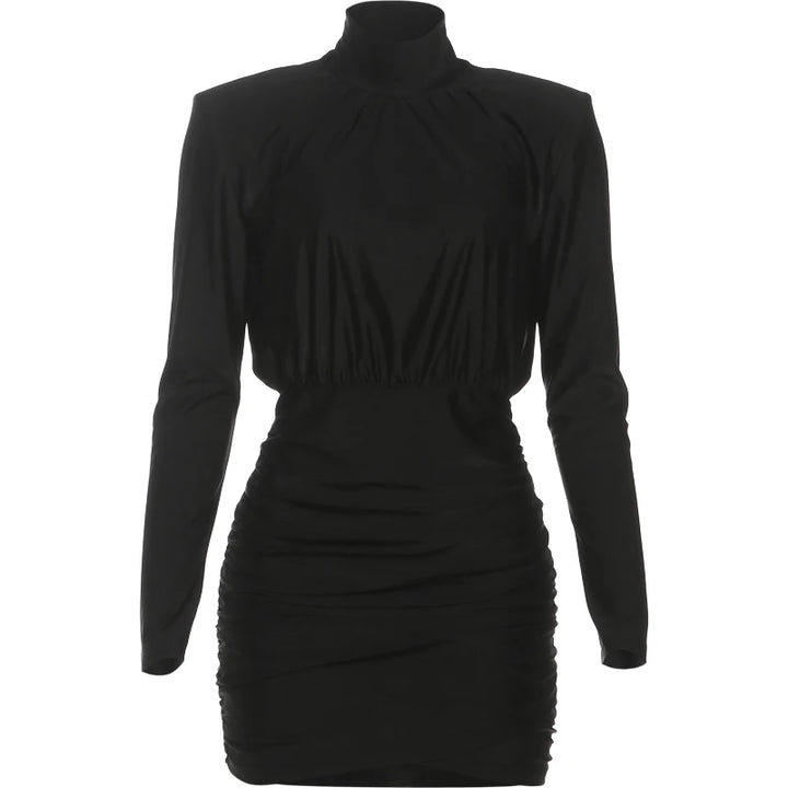 Nibber Exclusive Peach Ruched Turtleneck Bodycon