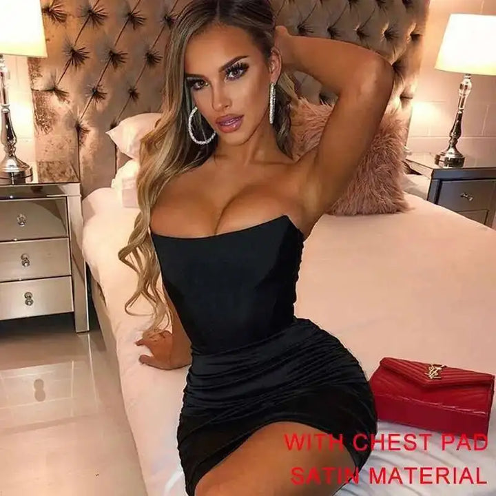 Giyu Strapless Night Club Glitter Bodycon Dress